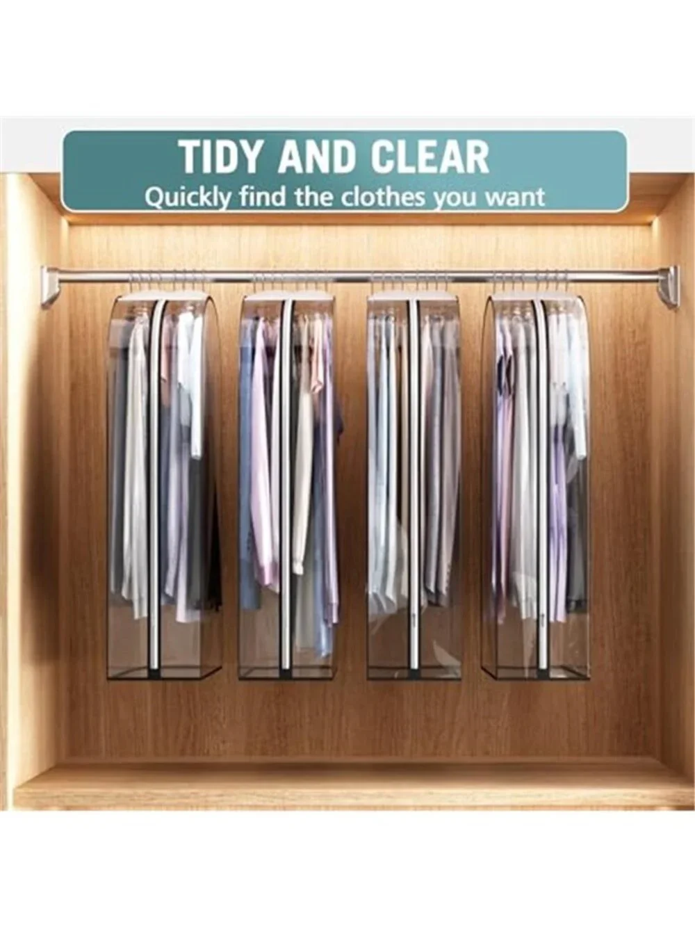 Clear Garment Bags Hanging Suit Coat Storage Closet Dust Cover 40 Inch 4 Pack